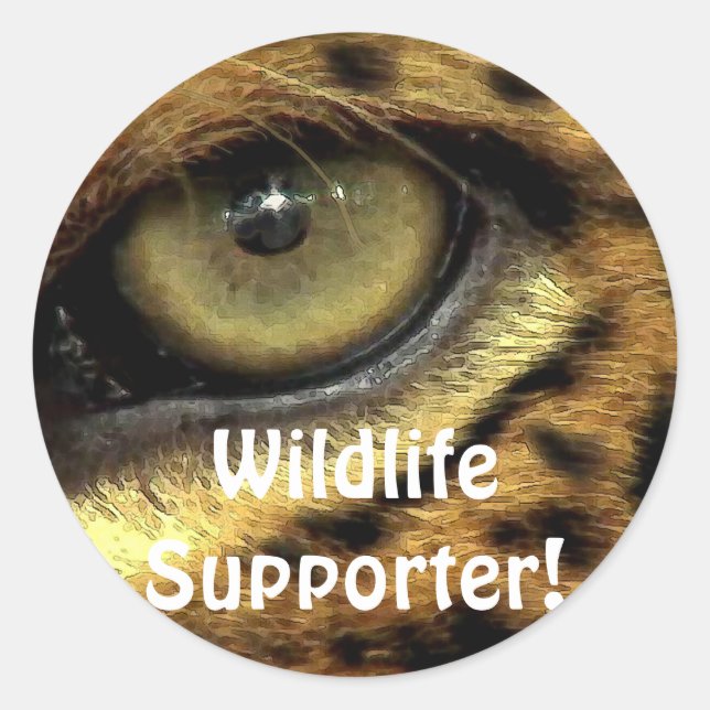 Adesivo Redondo Vinhetas de espécies ameaçadas de extinção Jaguar (Frente)