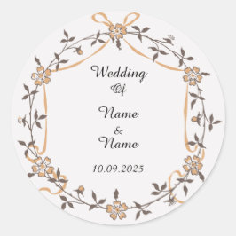Adesivo Redondo Vinhetas de favor de casamento
