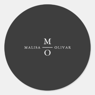 Adesivo Redondo Vinhetas De Favor De Casamento De Monograma Elegan