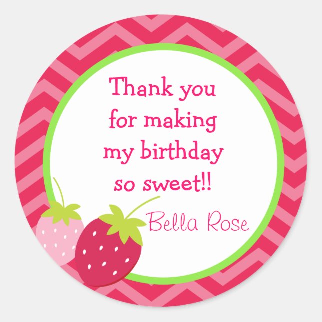 Adesivo Redondo Vinhetas de Favor de Morango (Frente)