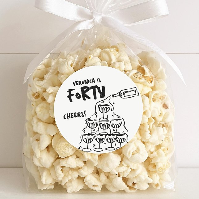 Adesivo Redondo Vinhetas De Favor Desenhadas À Mão aniversário de  (Criador carregado)