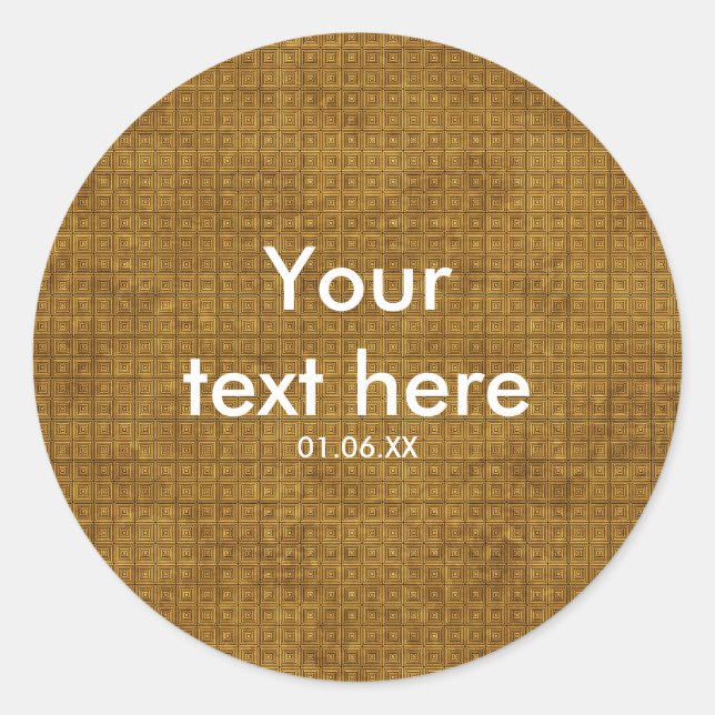 Adesivo Redondo Vinhetas de Favor do Partido Grunge Dourado (Frente)