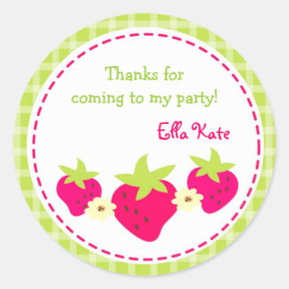 Adesivo Redondo Vinhetas de favores de morango