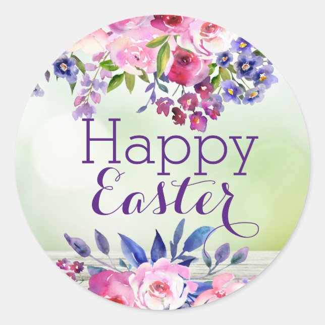 Adesivo Redondo Vinhetas de Felz pascoa das Flores de Água (Frente)