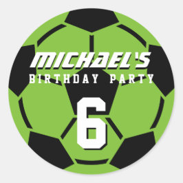 Adesivo Redondo Vinhetas de Festa de aniversário de esportes de fu