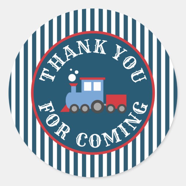 Adesivo Redondo Vinhetas de festa de aniversário do comboio (Frente)