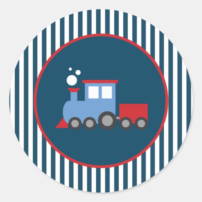 Adesivo Redondo Vinhetas de festa de aniversário do comboio (Frente)