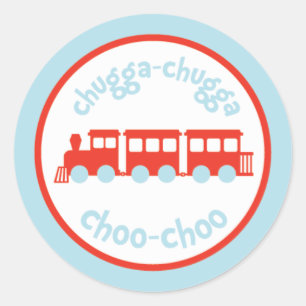 Adesivo Redondo Vinhetas de Festa de aniversário do comboio