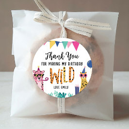 Adesivo Redondo Vinhetas de Festas de aniversário de animais de fe