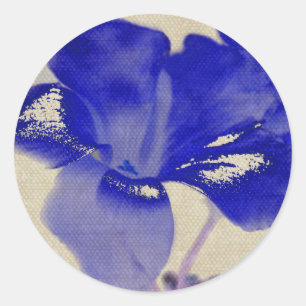 Adesivo Redondo Vinhetas de Flor Azul
