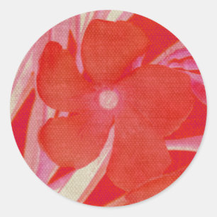Adesivo Redondo Vinhetas de Flor Vermelhas