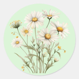 Adesivo Redondo Vinhetas de Flores de Springtime