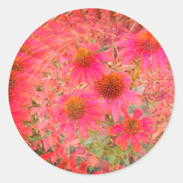 Adesivo Redondo Vinhetas de Flores Fractais