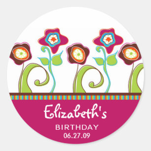 Adesivo Redondo Vinhetas de Flores Funciosas