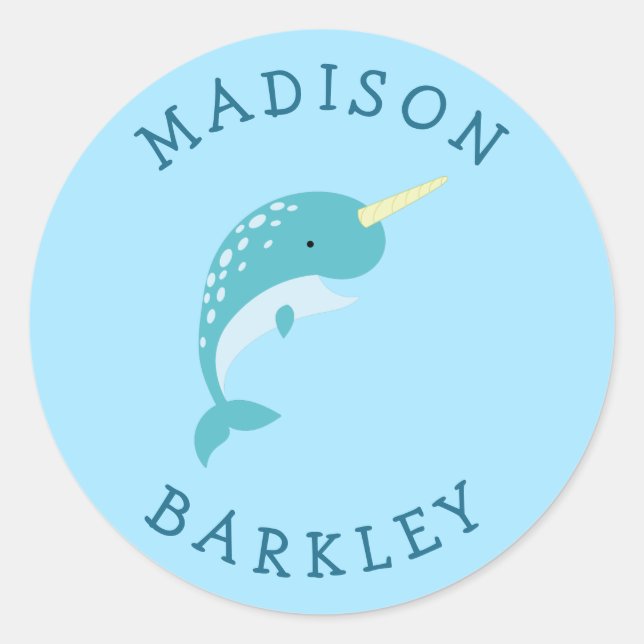 Adesivo Redondo Vinhetas de focas de cerâmica para baleias-brancas (Frente)