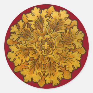 Adesivo Redondo Vinhetas De Fragmentação De Folha De Oak Florentin