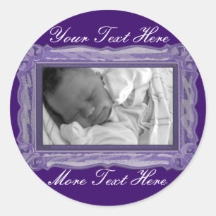 Adesivo Redondo Vinhetas de Frame Roxo Elegante