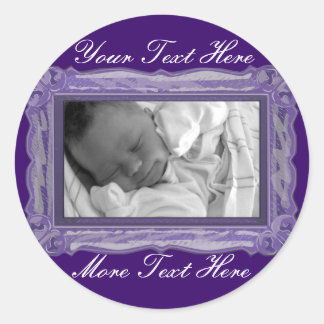 Adesivo Redondo Vinhetas de Frame Roxo Elegante