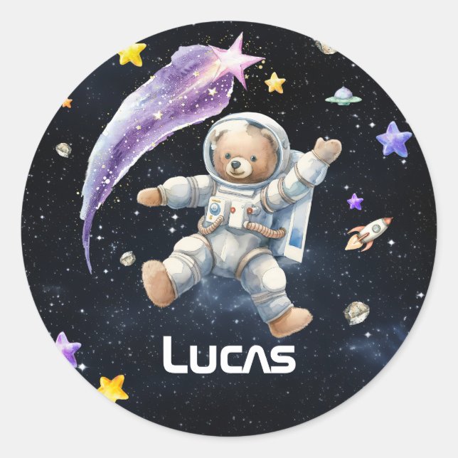 Adesivo Redondo Vinhetas de galácticos personalizadas e adoráveis (Frente)