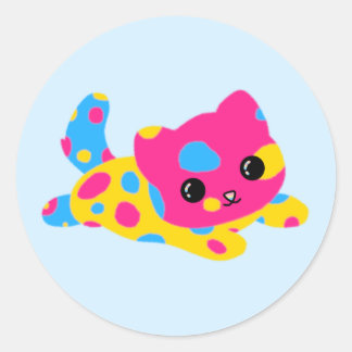 Adesivo Redondo Vinhetas de Gato de Orgulho Pansexual