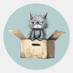Adesivo Redondo Vinhetas de Gato Grumificado