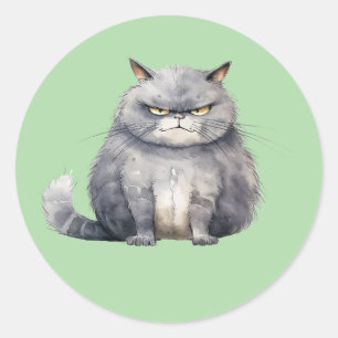 Adesivo Redondo Vinhetas de Gato Grumificado