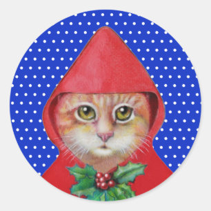 Adesivo Redondo Vinhetas de gato natalino