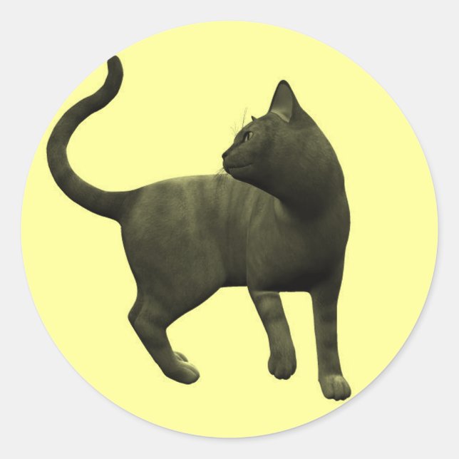 Adesivo Redondo Vinhetas de Gato Preto Misquiívora (Frente)