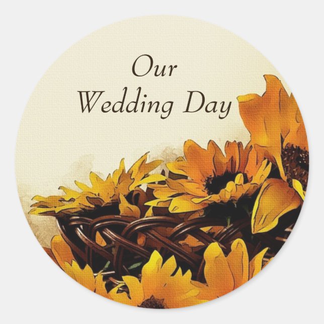 Adesivo Redondo Vinhetas de girassol (Frente)