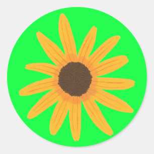 Adesivo Redondo Vinhetas de girassol amarelo
