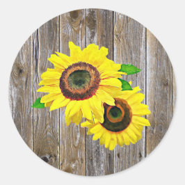 Adesivo Redondo Vinhetas de girassol e de madeira russa