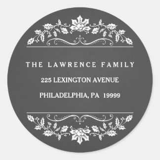 Adesivo Redondo Vinhetas de Holly Wreath do Quadro de Natal