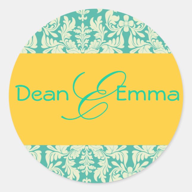 Adesivo Redondo vinhetas de monograma barroco (Frente)