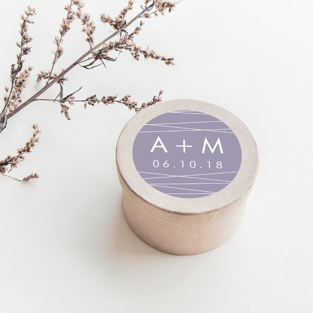 Adesivo Redondo Vinhetas de Monograma de Casamento de Linhagem | C (Criador carregado)