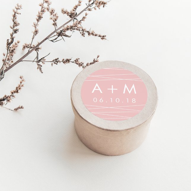 Adesivo Redondo Vinhetas de Monograma de Casamento de Linhagem | L (Criador carregado)