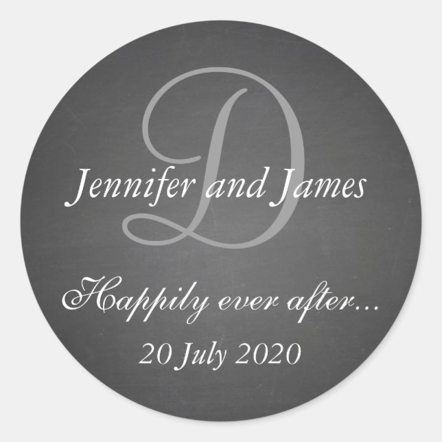Adesivo Redondo Vinhetas de monograma para favores de casamentos (Frente)