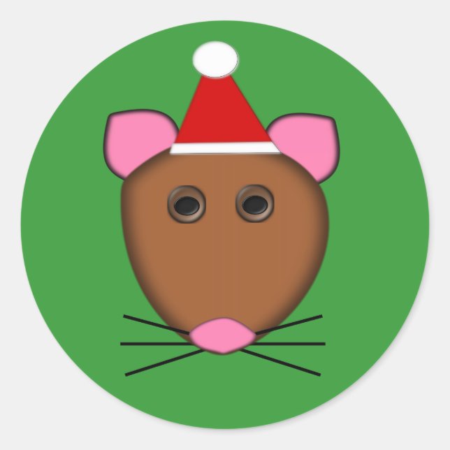 Adesivo Redondo Vinhetas de Mouse Feliz Natal (Frente)