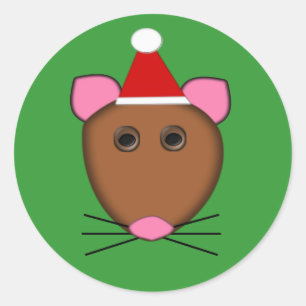 Adesivo Redondo Vinhetas de Mouse Feliz Natal
