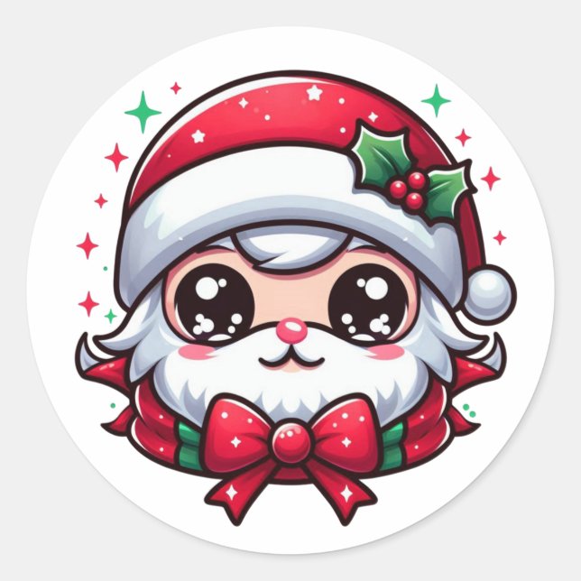 Adesivo Redondo Vinhetas de Natal (Frente)