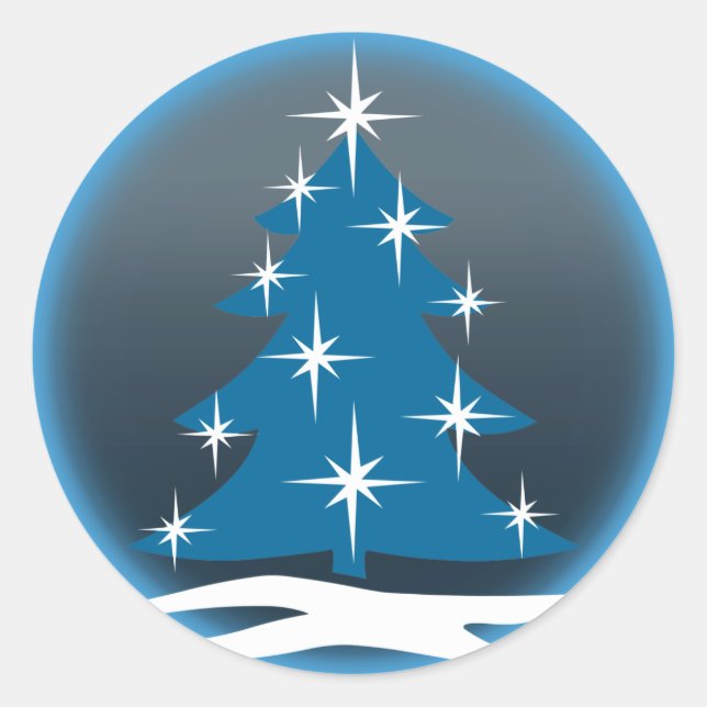 Adesivo Redondo Vinhetas de Natal Azul (Frente)