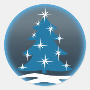 Adesivo Redondo Vinhetas de Natal Azul