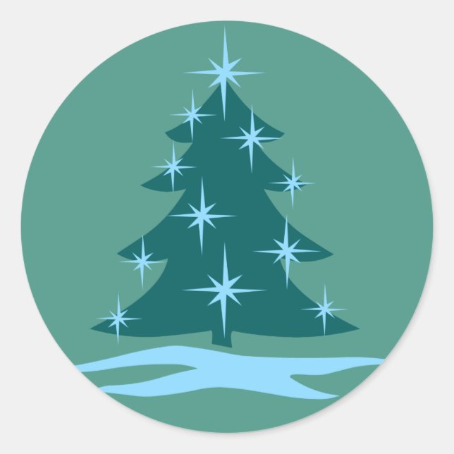 Adesivo Redondo Vinhetas de Natal Azul (Frente)