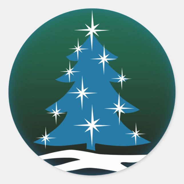 Adesivo Redondo Vinhetas de Natal Azul (Frente)