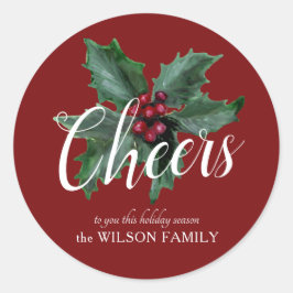 Adesivo Redondo Vinhetas de Natal clássicas Holly