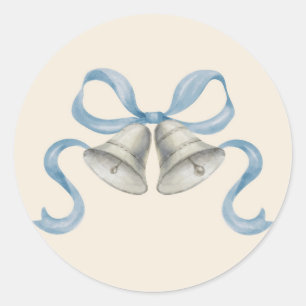 Adesivo Redondo Vinhetas de Natal com Aquarela e Arco - Azul