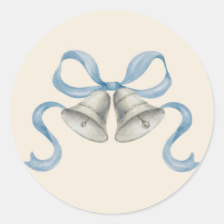 Adesivo Redondo Vinhetas de Natal com Aquarela e Arco - Azul