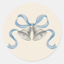 Adesivo Redondo Vinhetas de Natal com Aquarela e Arco - Azul