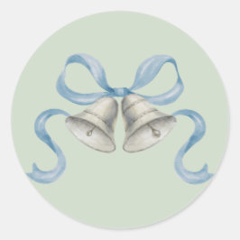 Adesivo Redondo Vinhetas de Natal com Aquarela e Arco - Azul