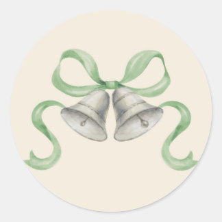 Adesivo Redondo Vinhetas de Natal com Aquarela e Arco - Verde