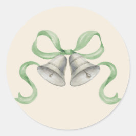 Adesivo Redondo Vinhetas de Natal com Aquarela e Arco - Verde